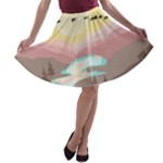 Mountain Birds River Sunset Nature A-line Skater Skirt