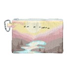 Mountain Birds River Sunset Nature Canvas Cosmetic Bag (Medium)