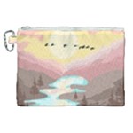 Mountain Birds River Sunset Nature Canvas Cosmetic Bag (XL)
