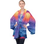 Valley Night Mountains Long Sleeve Velvet Kimono 