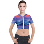 Valley Night Mountains Short Sleeve Cropped Jacket