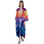 Valley Night Mountains Maxi Satin Kimono