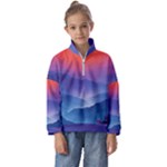 Valley Night Mountains Kids  Half Zip Hoodie