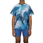 Dolphin Swimming Sea Ocean Kids  Short Sleeve Swimwear