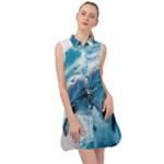 Dolphin Swimming Sea Ocean Sleeveless Shirt Dress