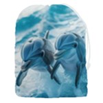 Dolphin Swimming Sea Ocean Drawstring Pouch (3XL)