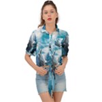 Dolphin Swimming Sea Ocean Tie Front Shirt 