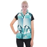 Dolphin Sea Ocean Women s Button Up Vest