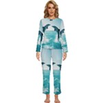 Dolphin Sea Ocean Womens  Long Sleeve Lightweight Pajamas Set