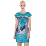 Dolphins Sea Ocean Cap Sleeve Bodycon Dress