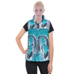 Dolphins Sea Ocean Women s Button Up Vest