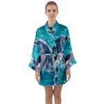 Dolphins Sea Ocean Long Sleeve Satin Kimono