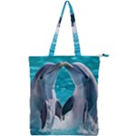 Dolphins Sea Ocean Double Zip Up Tote Bag