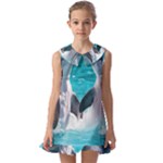 Dolphins Sea Ocean Kids  Pilgrim Collar Ruffle Hem Dress