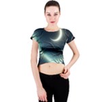 Moon Moonlit Forest Fantasy Midnight Crew Neck Crop Top