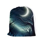 Moon Moonlit Forest Fantasy Midnight Drawstring Pouch (XL)