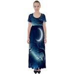 Moon Moonlit Forest Fantasy Midnight High Waist Short Sleeve Maxi Dress