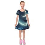 Moon Moonlit Forest Fantasy Midnight Kids  Short Sleeve Velvet Dress