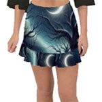 Moon Moonlit Forest Fantasy Midnight Fishtail Mini Chiffon Skirt