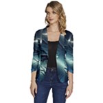 Moon Moonlit Forest Fantasy Midnight Women s One-Button 3/4 Sleeve Short Jacket