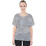 Authentic Aboriginal Art - Farm-lands3 V-Neck Dolman Drape Top