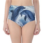 Dolphins Sea Ocean Water Classic High-Waist Bikini Bottoms