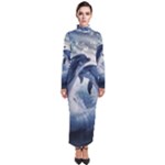 Dolphins Sea Ocean Water Turtleneck Maxi Dress