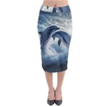Dolphins Sea Ocean Water Midi Pencil Skirt