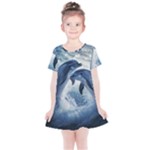 Dolphins Sea Ocean Water Kids  Simple Cotton Dress