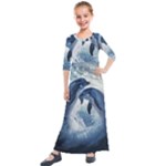 Dolphins Sea Ocean Water Kids  Quarter Sleeve Maxi Dress