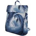 Dolphins Sea Ocean Water Flap Top Backpack