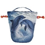 Dolphins Sea Ocean Water Drawstring Bucket Bag