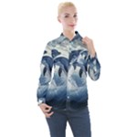 Dolphins Sea Ocean Water Women s Long Sleeve Pocket Shirt