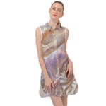 Silk Waves Abstract Sleeveless Shirt Dress