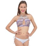 Silk Waves Abstract Cross Front Halter Bikini Top