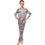 Silk Waves Abstract Kids  Satin Long Sleeve Pajamas Set