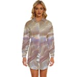Silk Waves Abstract Womens Long Sleeve Shirt Dress