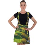 Countryside Landscape Nature Velvet Suspender Skater Skirt