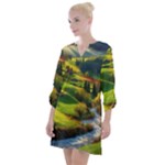 Countryside Landscape Nature Open Neck Shift Dress