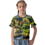 Countryside Landscape Nature Kids  Cuff Sleeve Scrunch Bottom T-Shirt
