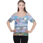 Art Psychedelic Mountain Cutout Shoulder T-Shirt