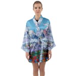 Art Psychedelic Mountain Long Sleeve Satin Kimono