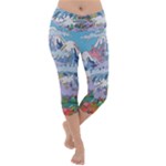 Art Psychedelic Mountain Lightweight Velour Capri Yoga Leggings