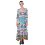 Art Psychedelic Mountain Button Up Maxi Dress