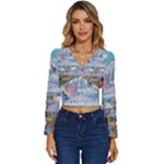 Art Psychedelic Mountain Long Sleeve V-Neck Top