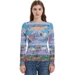 Art Psychedelic Mountain Women s Cut Out Long Sleeve T-Shirt