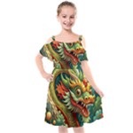 Chinese New Year – Year of the Dragon Kids  Cut Out Shoulders Chiffon Dress