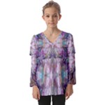 Blended butterfly Kids  V Neck Casual Top
