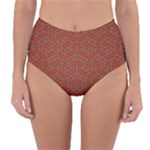 Hexagon Motif Geometric Tribal Style Pattern Reversible High-Waist Bikini Bottoms
