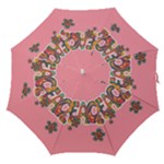 Flower Power Hippie Boho Love Peace Text Pink Pop Art Spirit Straight Umbrellas